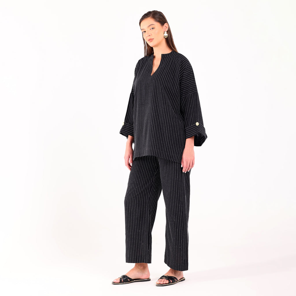 Sukoon- Kantha Coord Set- Black & White