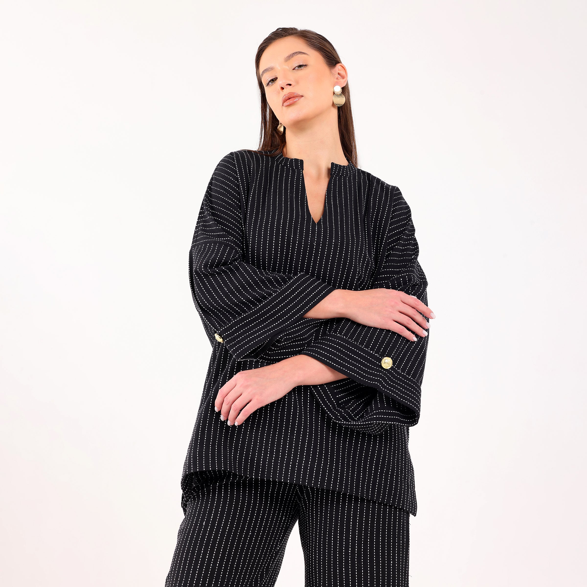 Sukoon- Kantha Coord Set- Black & White