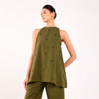 Sukoon- Flower Embroidered Coord Set Olive