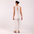 Sukoon- Flower Embroidered Coord Set White