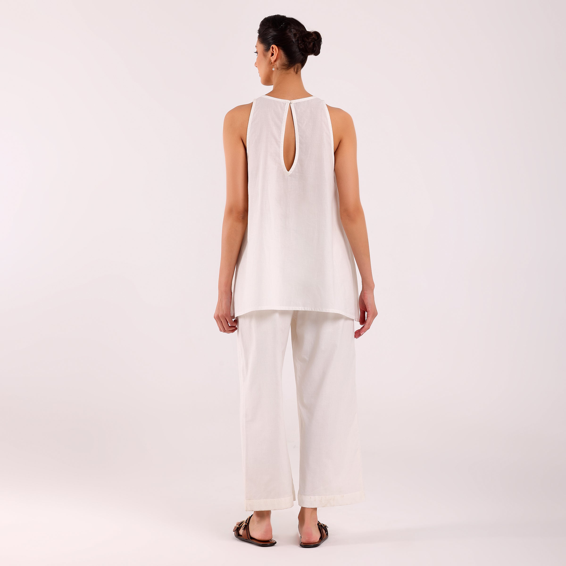 Sukoon- Flower Embroidered Coord Set White