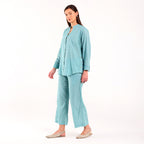 Sukoon- Side Button Coord Set Turquoise