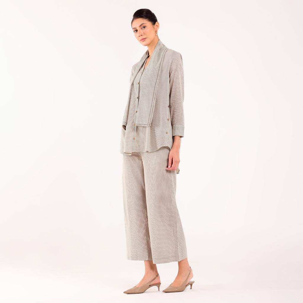 Sukoon- Side Button Coord Set Beige