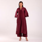 The Silk Edit- Long Kurta Set- Magenta