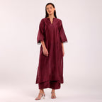 The Silk Edit- Long Kurta Set- Magenta