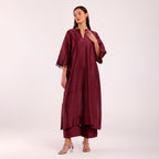 The Silk Edit- Long Kurta Set- Magenta
