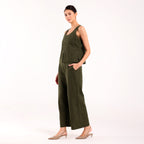 Sukoon- Linen Sleevless Coord Set Olive