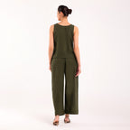 Sukoon- Linen Sleevless Coord Set Olive