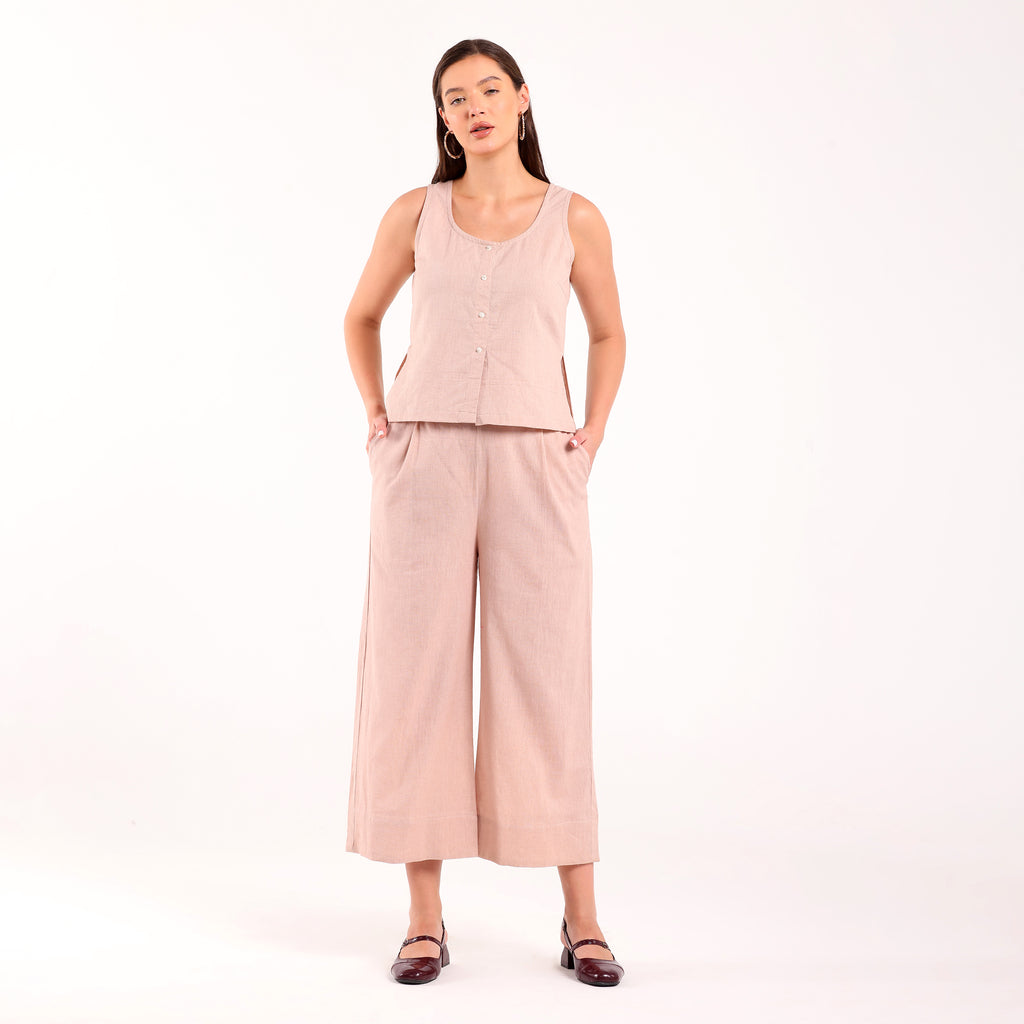 Sukoon- Linen Sleeveless Coord Rose
