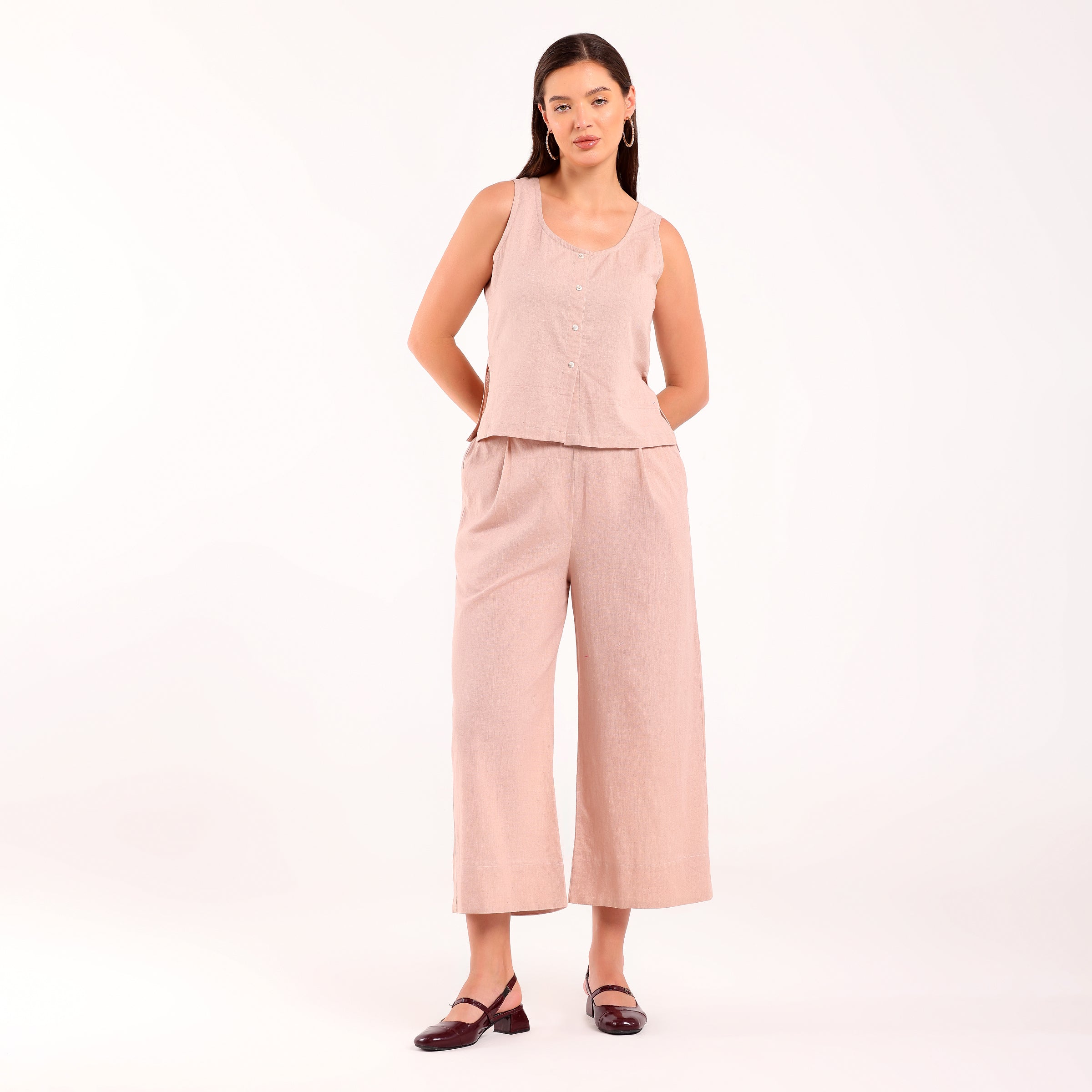 Sukoon- Linen Sleeveless Coord Rose