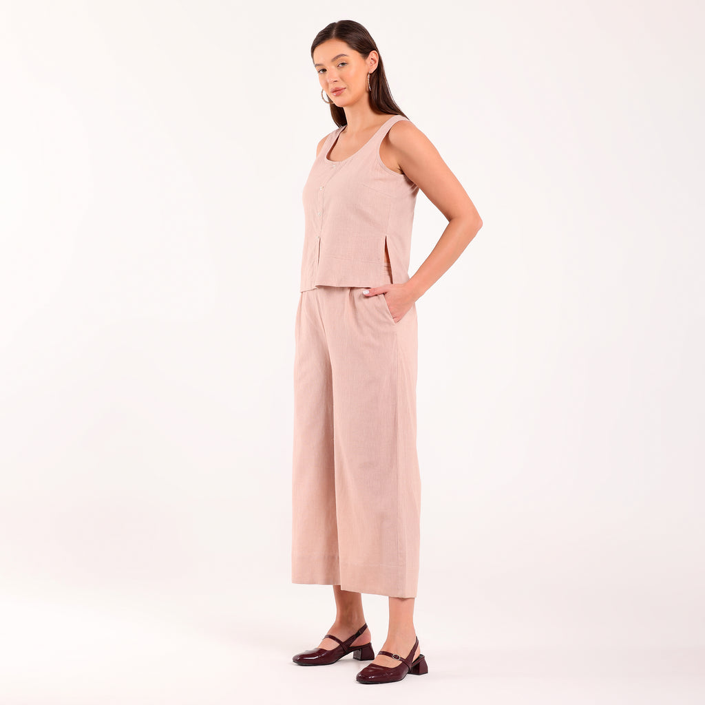 Sukoon- Linen Sleeveless Coord Rose