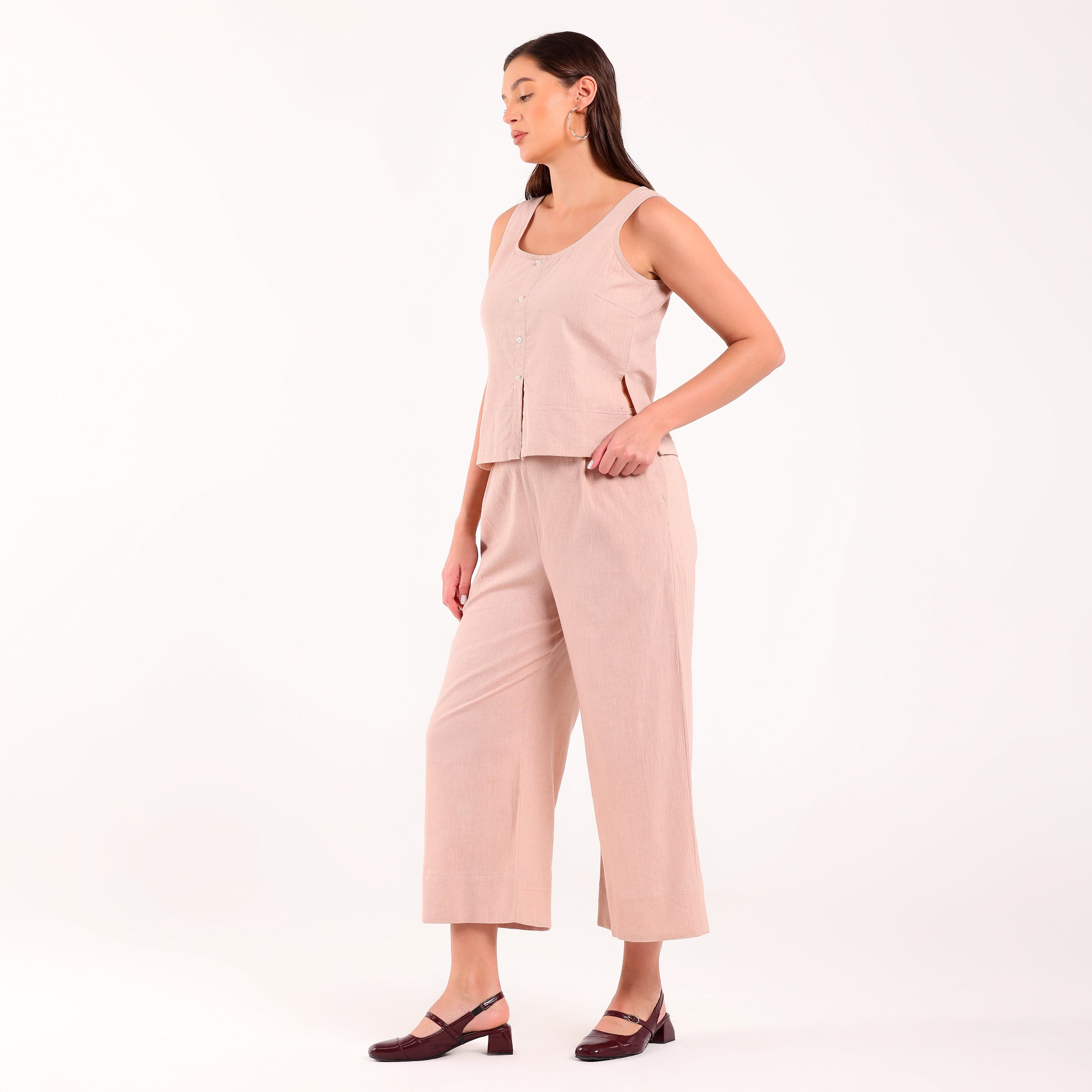 Sukoon- Linen Sleeveless Coord Rose