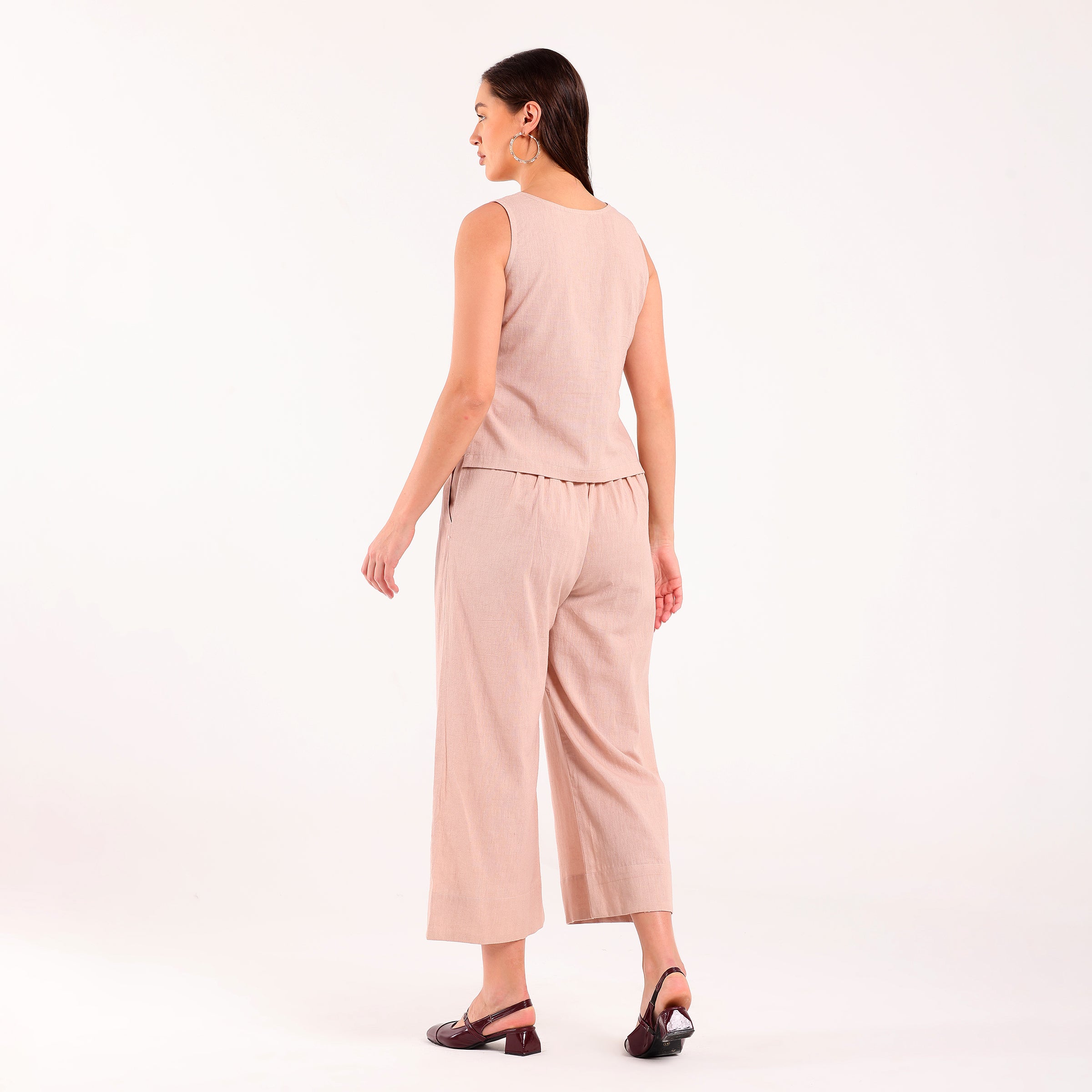 Sukoon- Linen Sleeveless Coord Rose