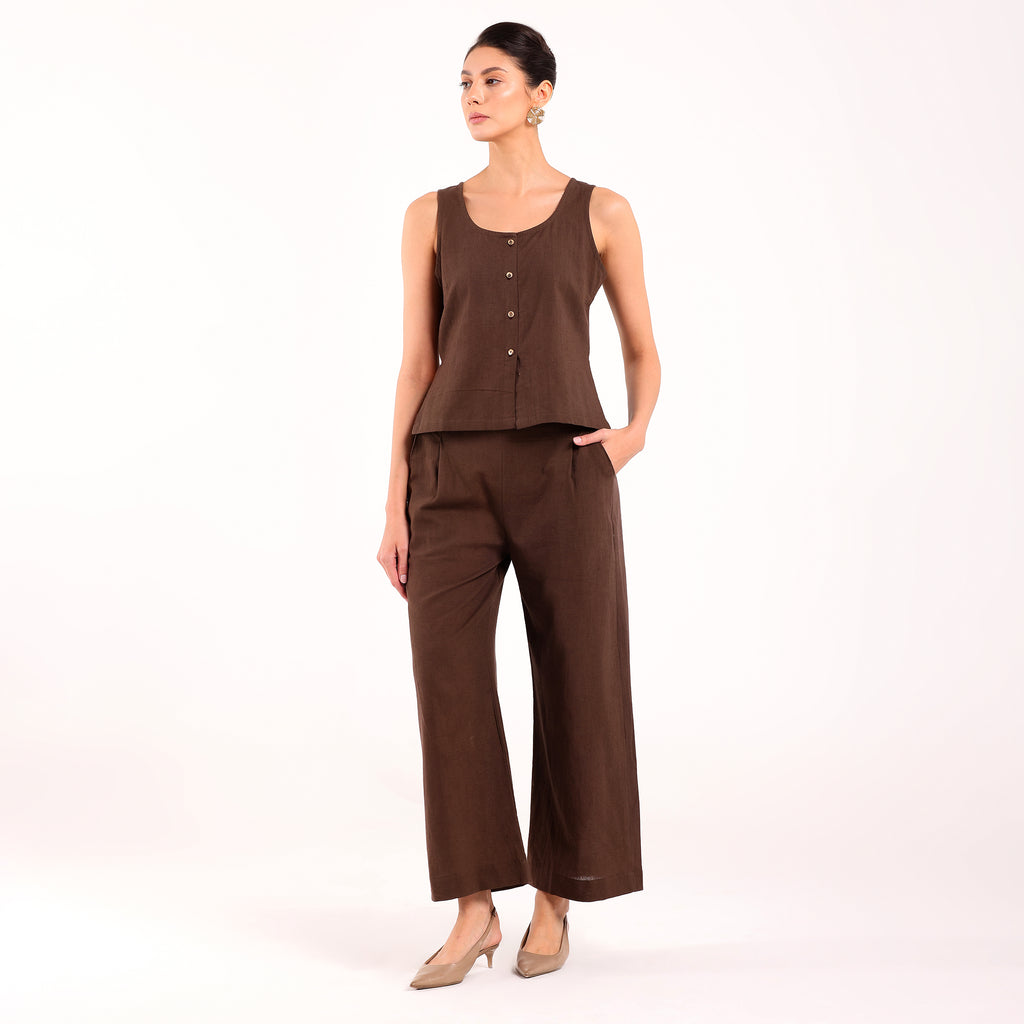 Sukoon- Linen Sleeveless Coord Smoke Grey