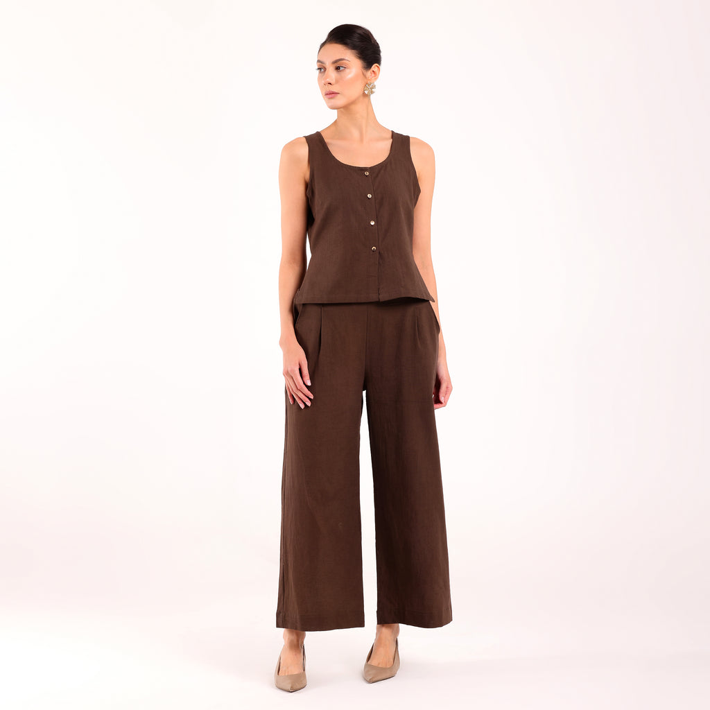 Sukoon- Linen Sleeveless Coord Smoke Grey