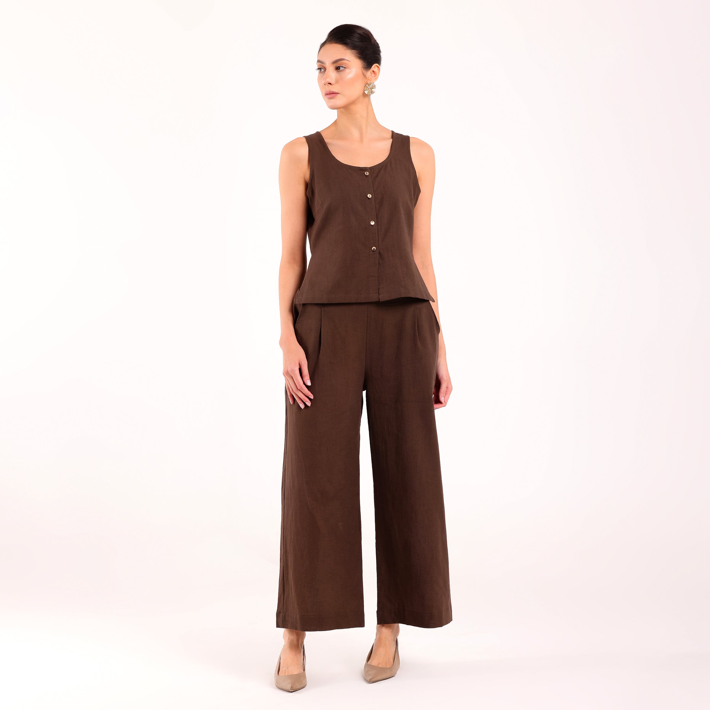 Sukoon- Linen Sleeveless Coord Smoke Grey