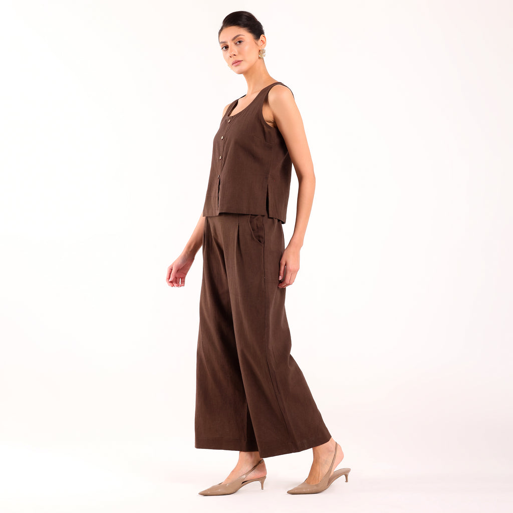 Sukoon- Linen Sleeveless Coord Smoke Grey