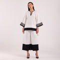 Naya- Black & White Popline Stripped Kurta Set
