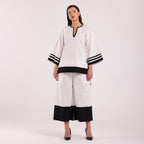 Naya- Black & White Popline Stripped Kurta Set