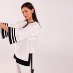 Naya- Black & White Popline Stripped Kurta Set