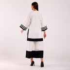 Naya- Black & White Popline Stripped Kurta Set