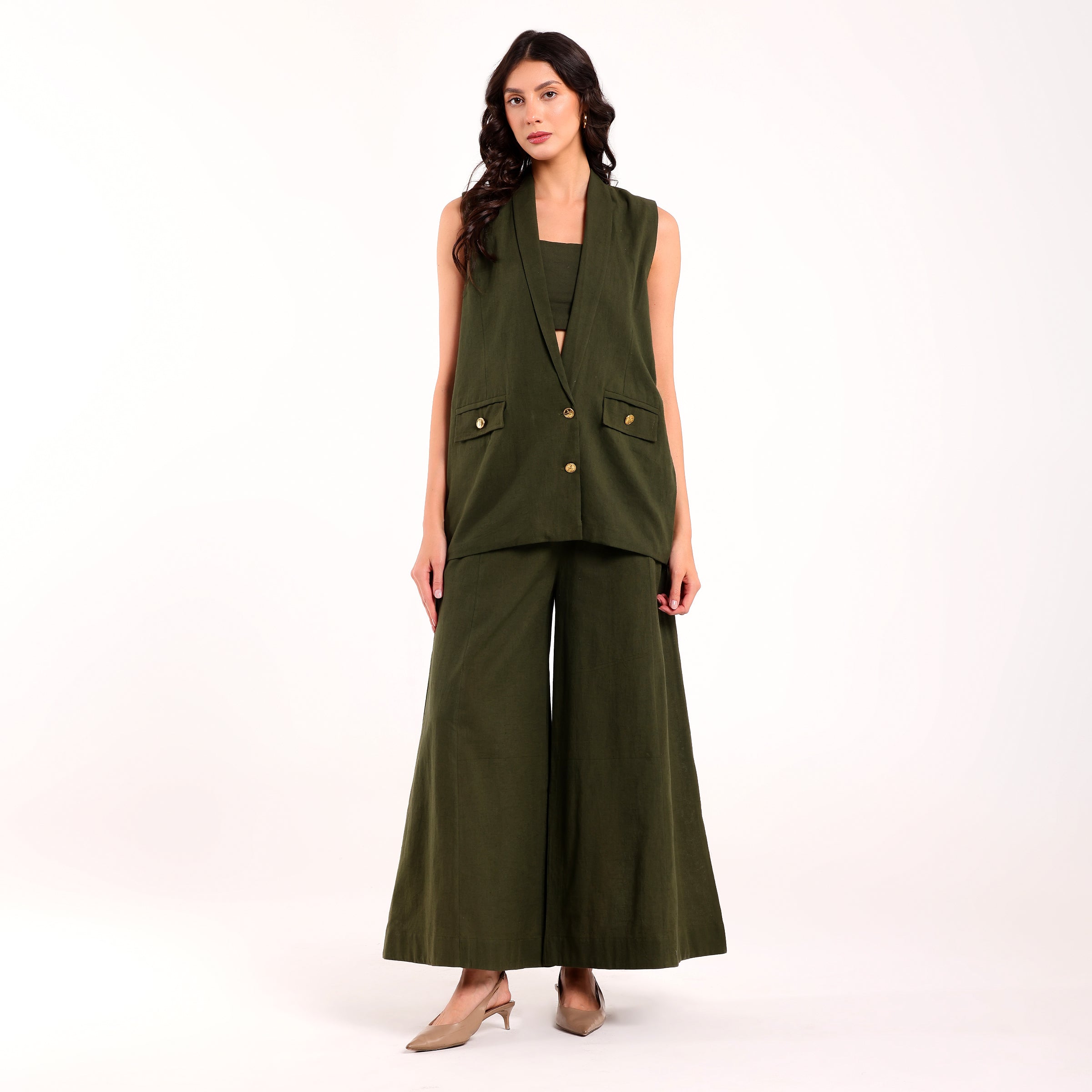 Naya-Blazer Set Olive