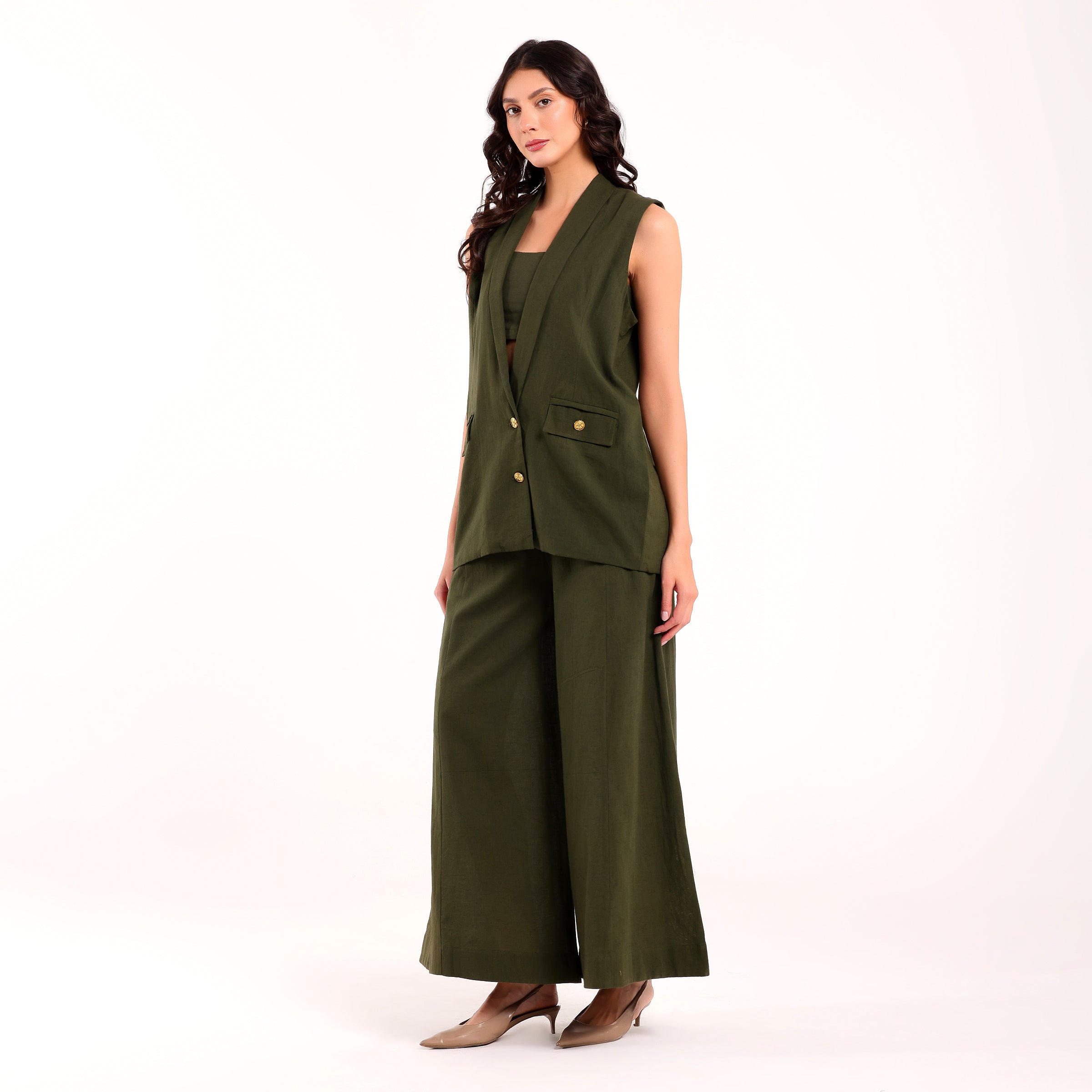Naya-Blazer Set Olive