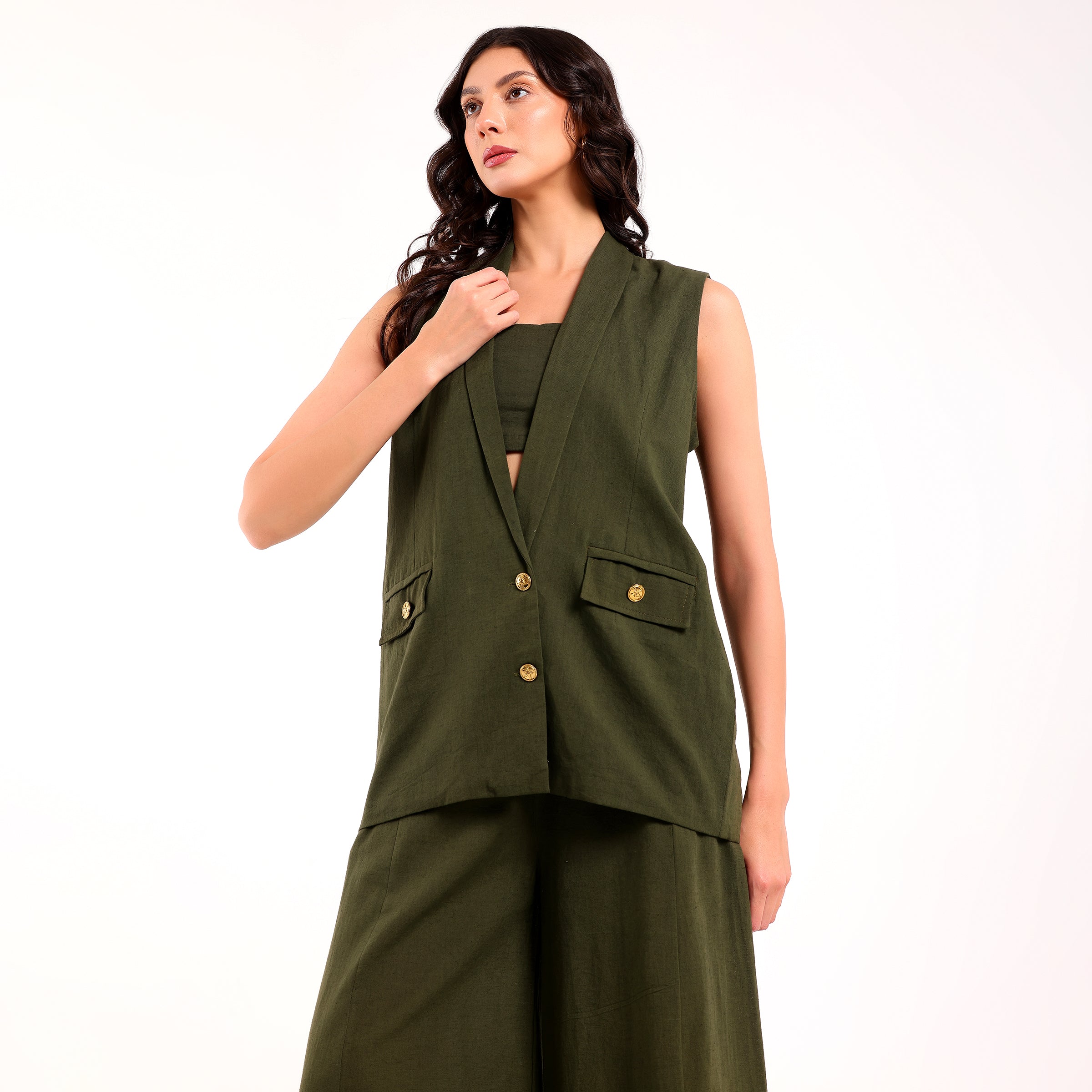 Naya-Blazer Set Olive