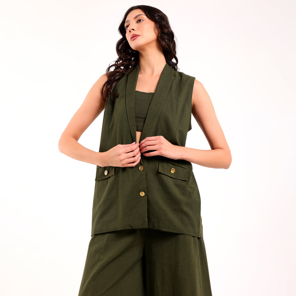 Naya-Blazer Set Olive