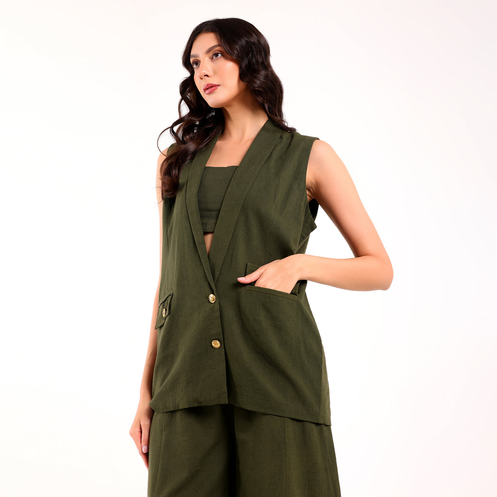 Naya-Blazer Set Olive