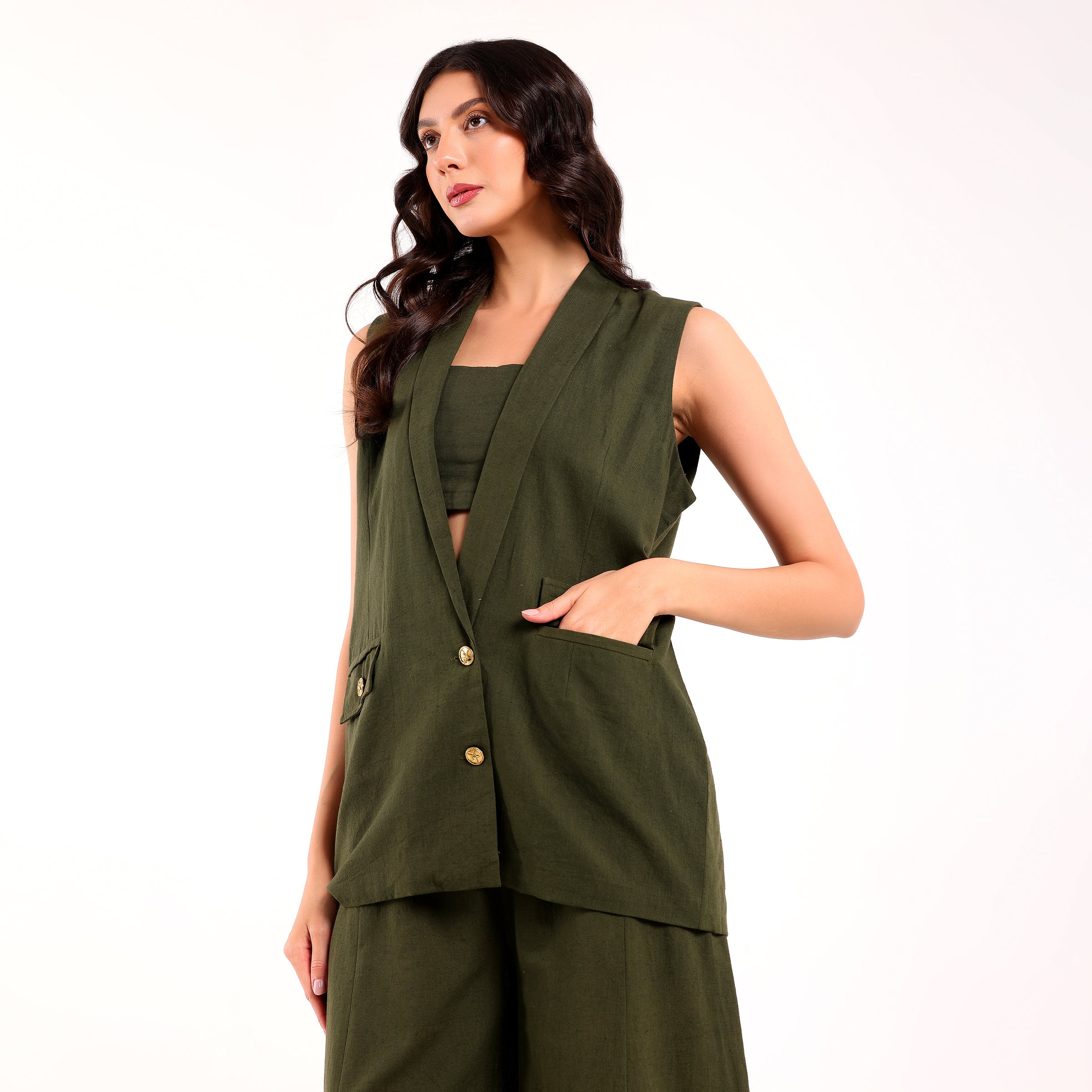 Naya-Blazer Set Olive