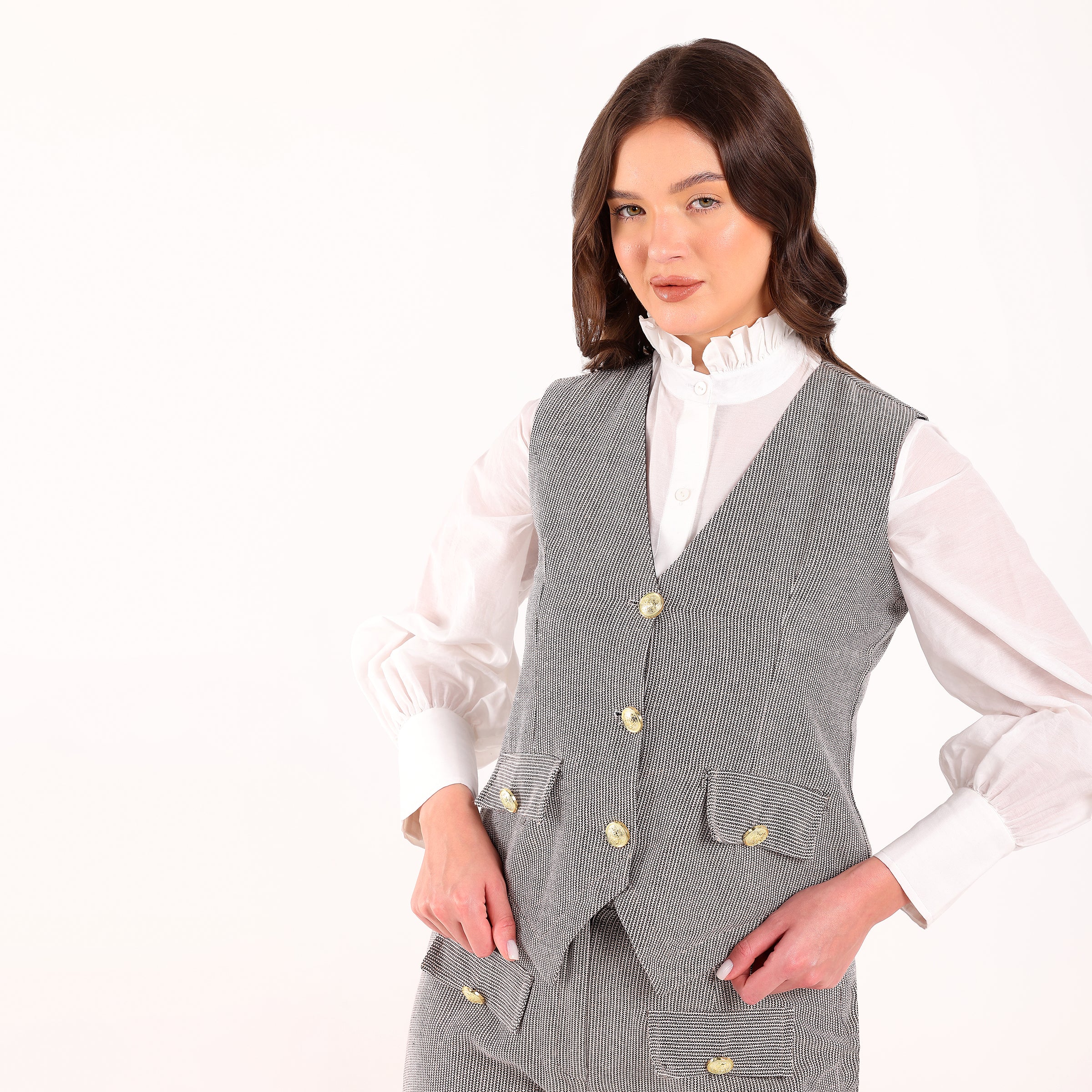 Naya- Grey Waistcoat Coord Set