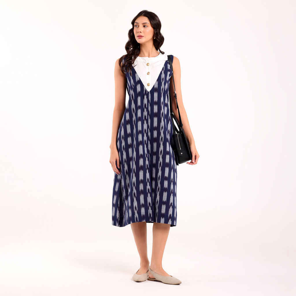 Sukoon- Front Yoke Ikkat Long Dress