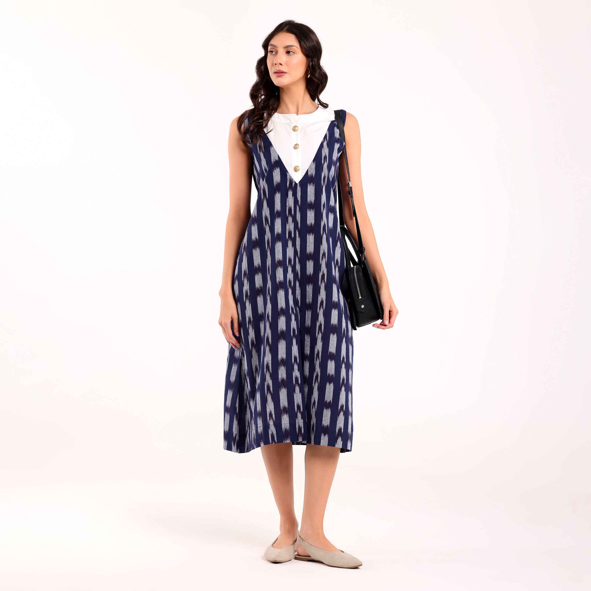 Sukoon- Front Yoke Ikkat Long Dress