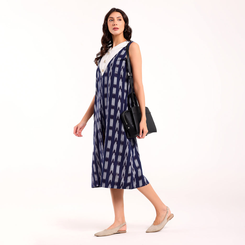 Sukoon- Front Yoke Ikkat Long Dress
