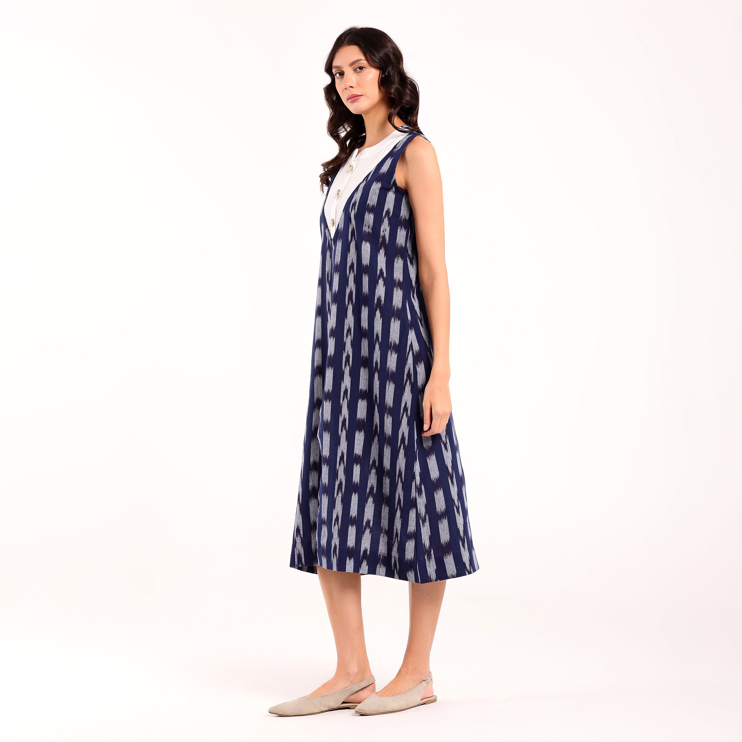 Sukoon- Front Yoke Ikkat Long Dress