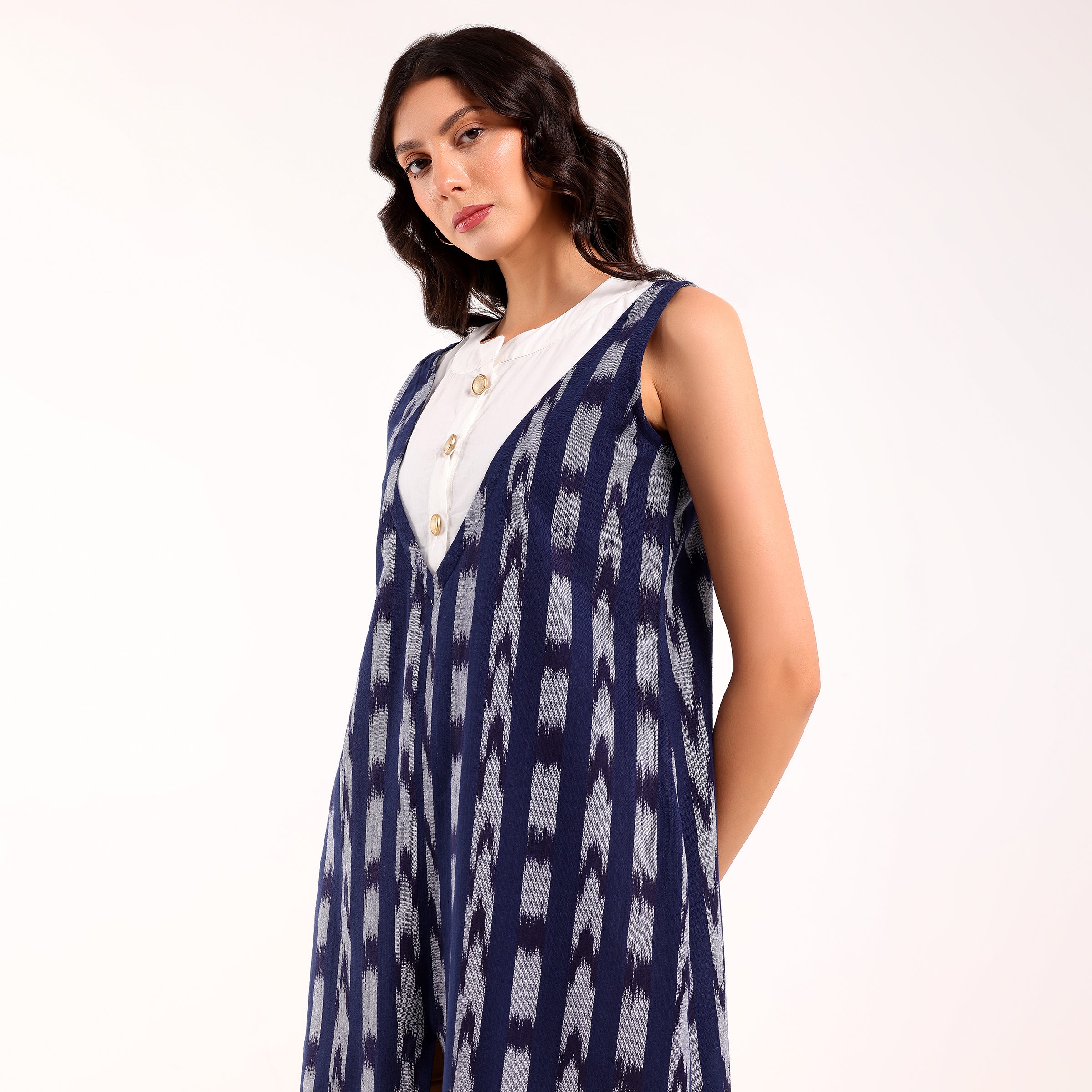 Sukoon- Front Yoke Ikkat Long Dress