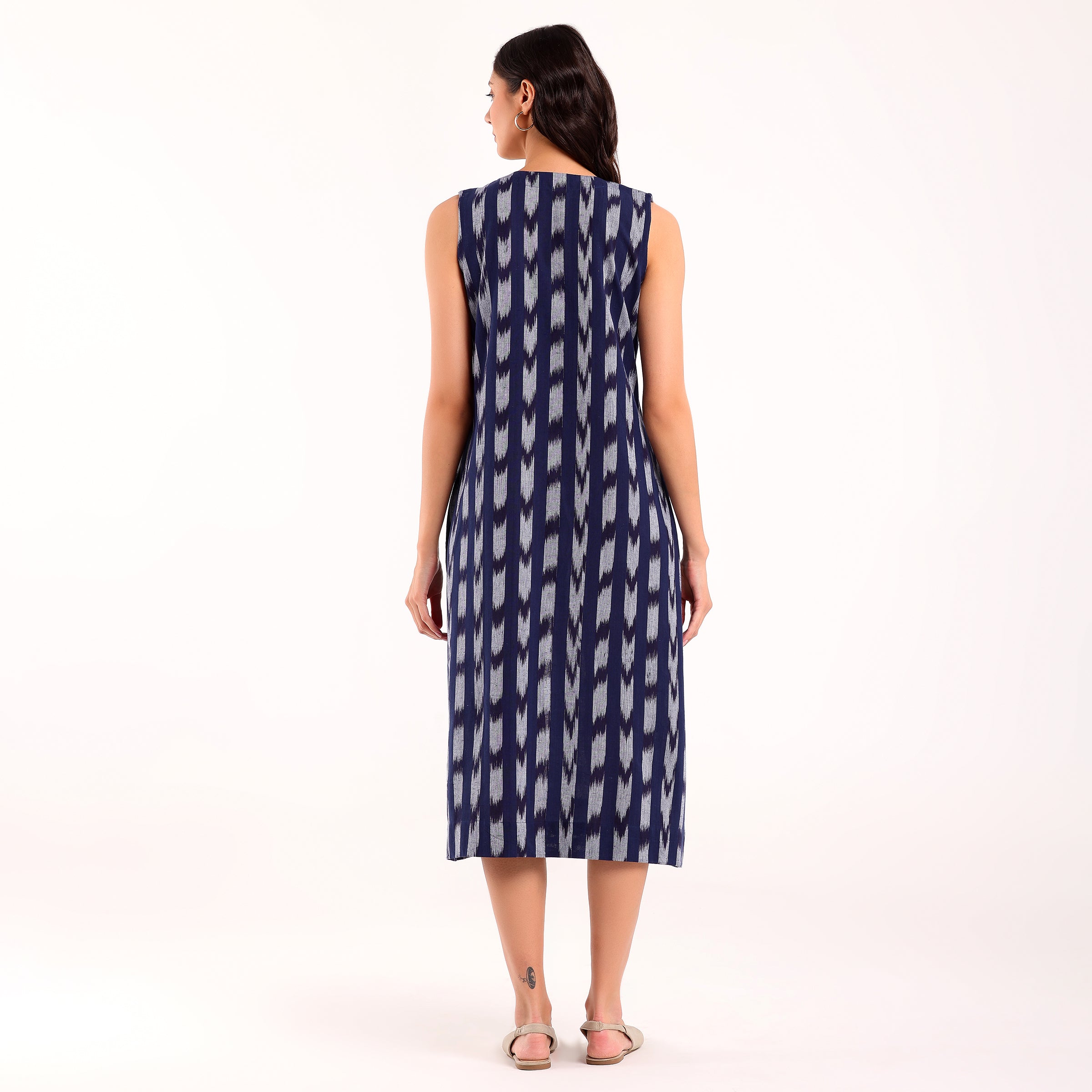 Sukoon- Front Yoke Ikkat Long Dress