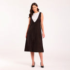 Sukoon- Front Contrast Yoke Golden Check Long Dress