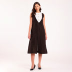 Sukoon- Front Contrast Yoke Golden Check Long Dress
