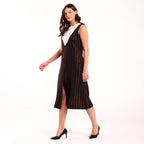 Sukoon- Front Contrast Yoke Golden Check Long Dress