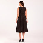 Sukoon- Front Contrast Yoke Golden Check Long Dress