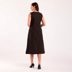 Sukoon- Front Contrast Yoke Golden Check Long Dress