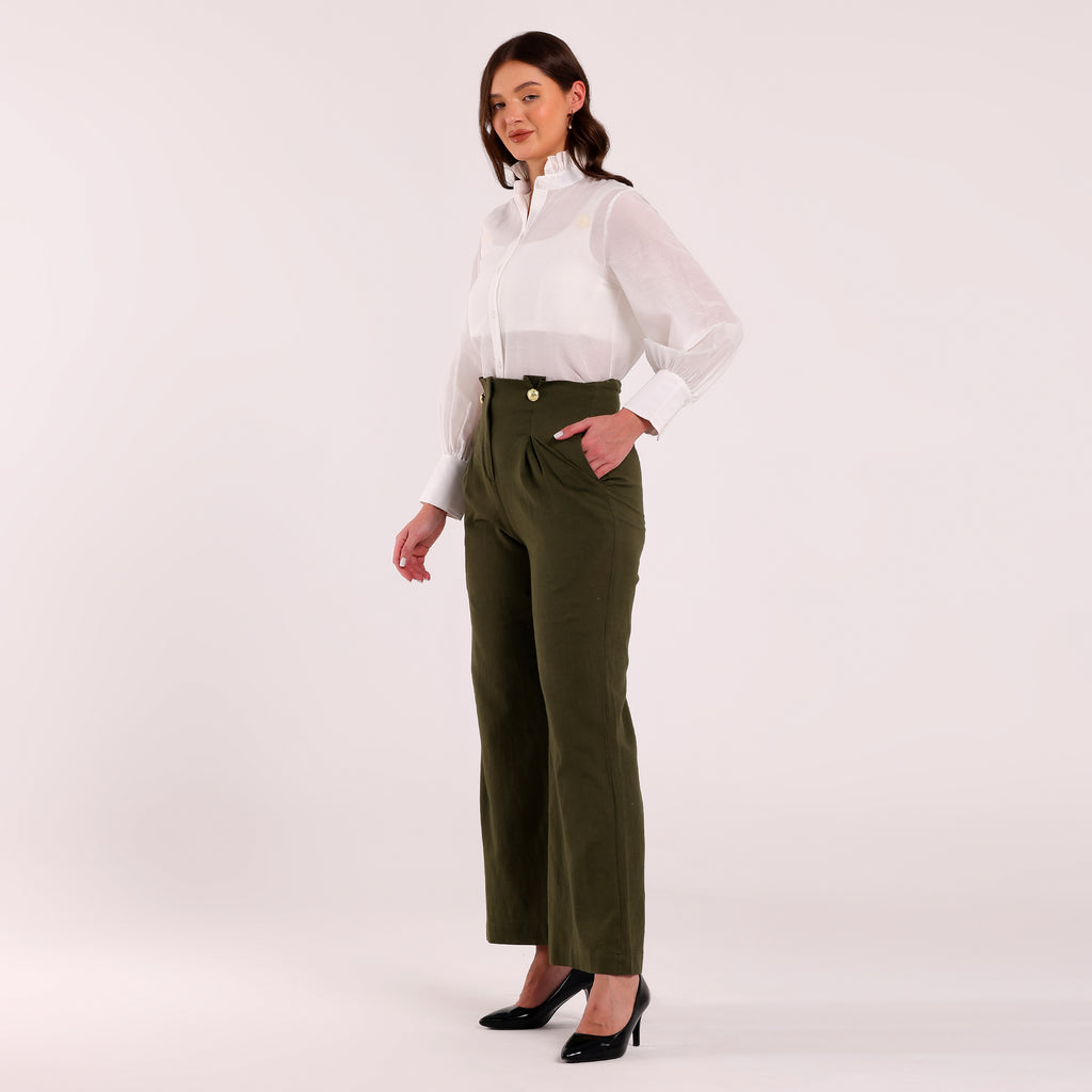 Naya- Golden Button Detailed Flared Pant