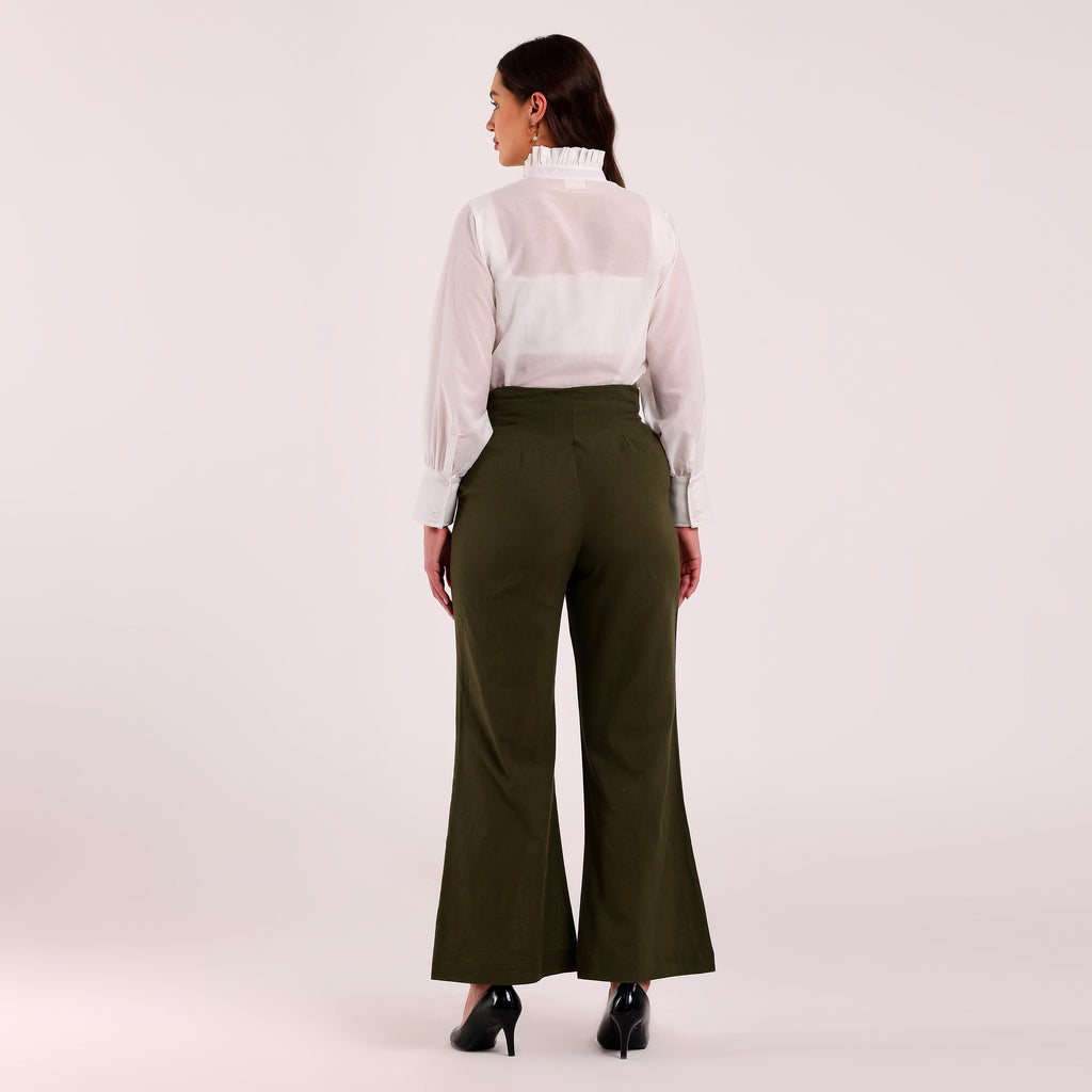Naya- Golden Button Detailed Flared Pant