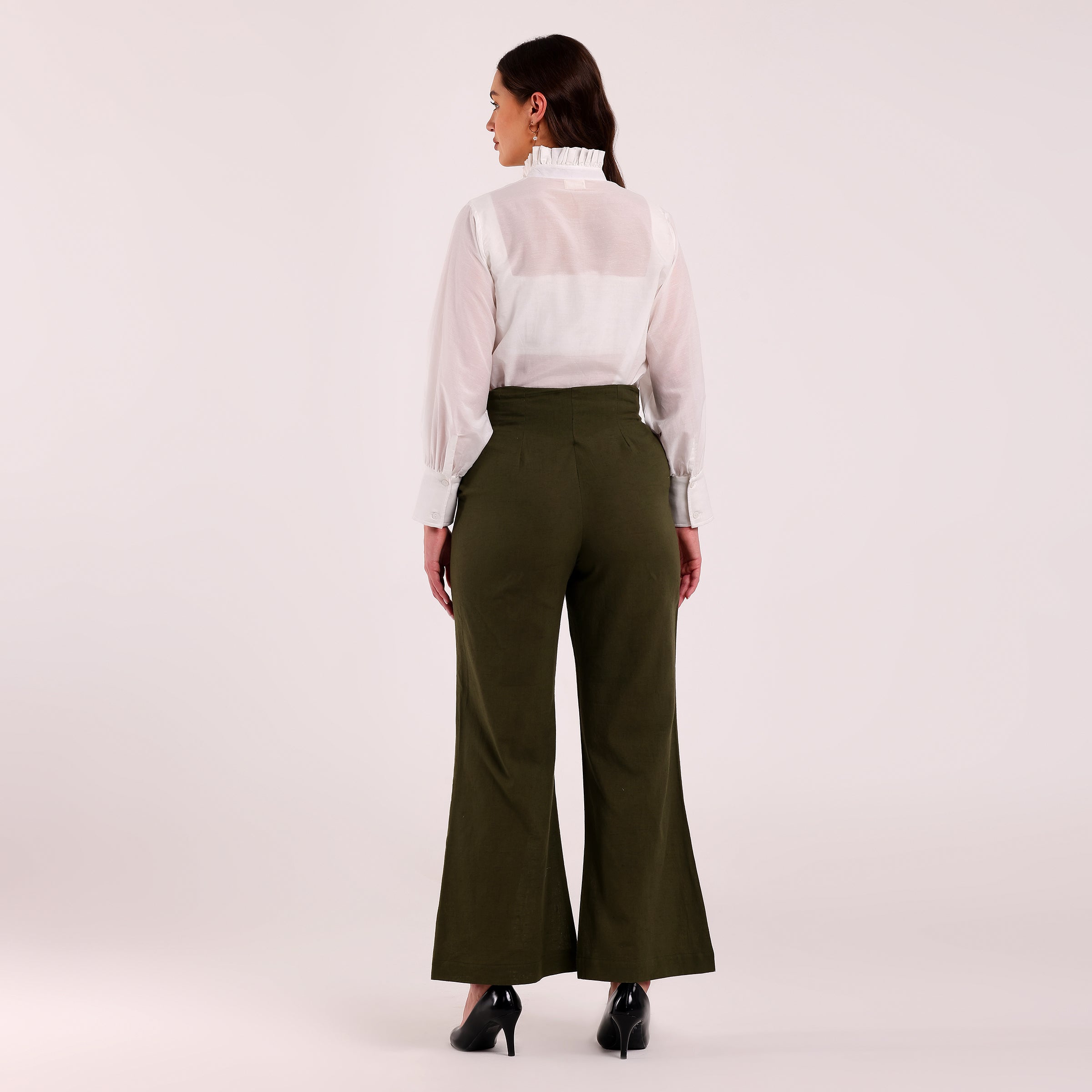Naya- Golden Button Detailed Flared Pant