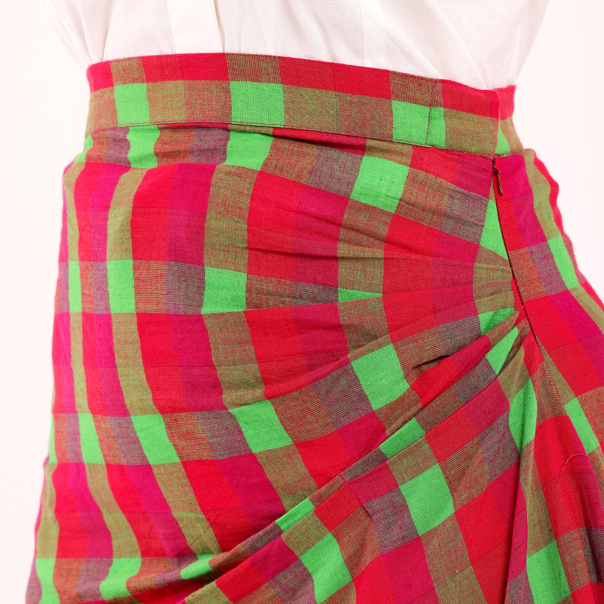 Naya-Colorful Checked Pleated Skirt