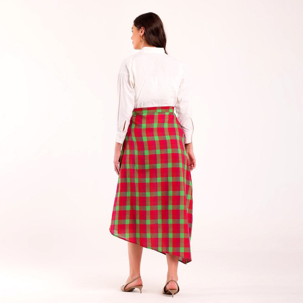 Naya-Colorful Checked Pleated Skirt