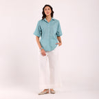 Sukoon- Khadi Textured Shirt Turquoise