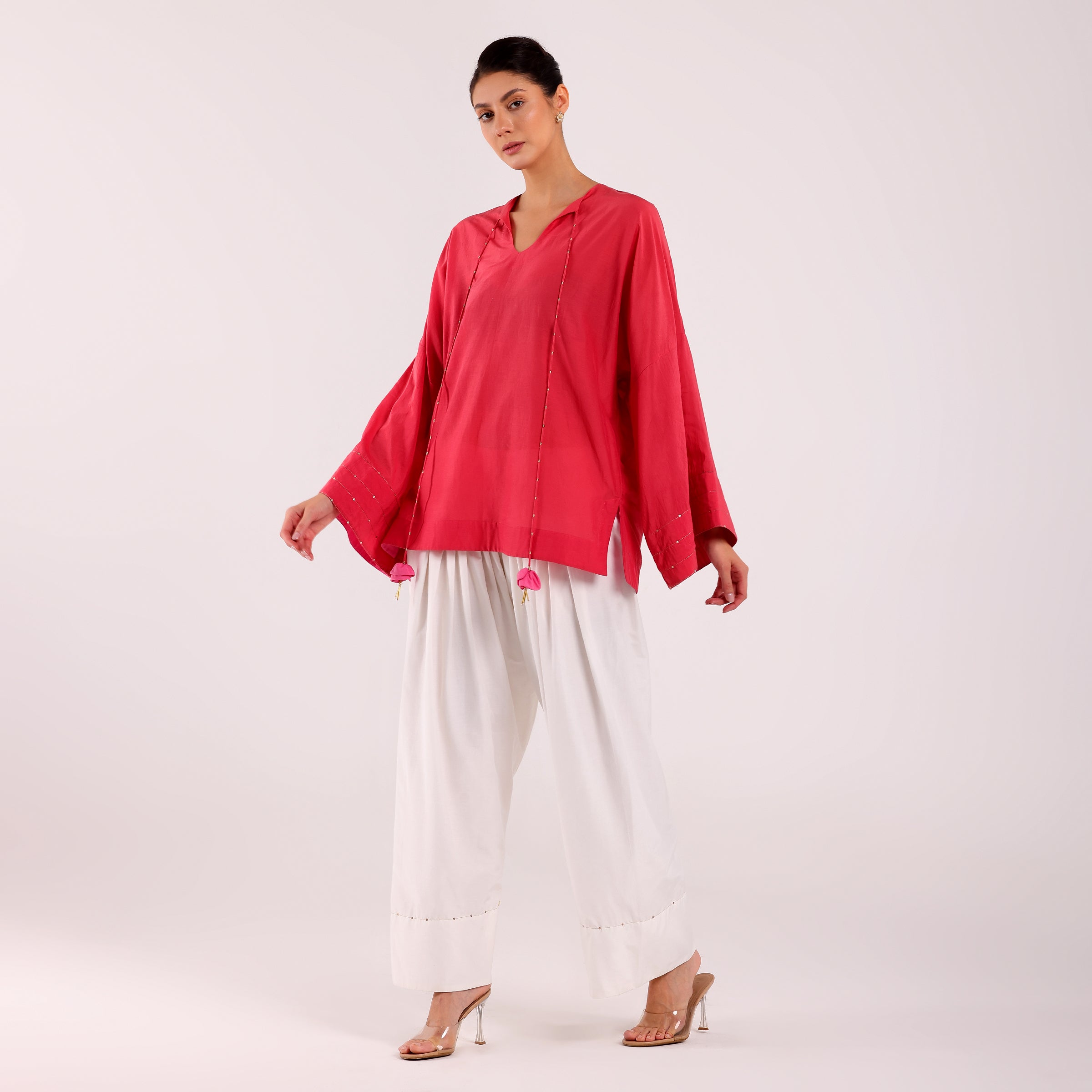 The Silk Edit- Coral Choga Set